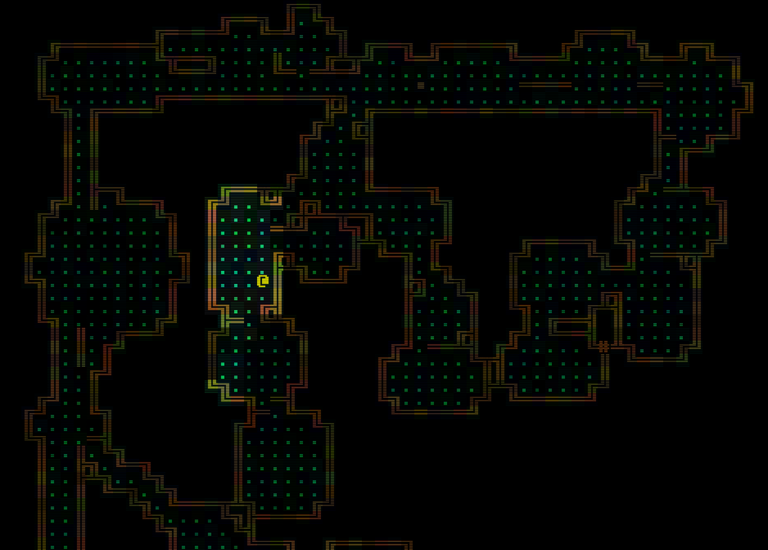 a screenshot of rust-rl showing a generated map using chained builders