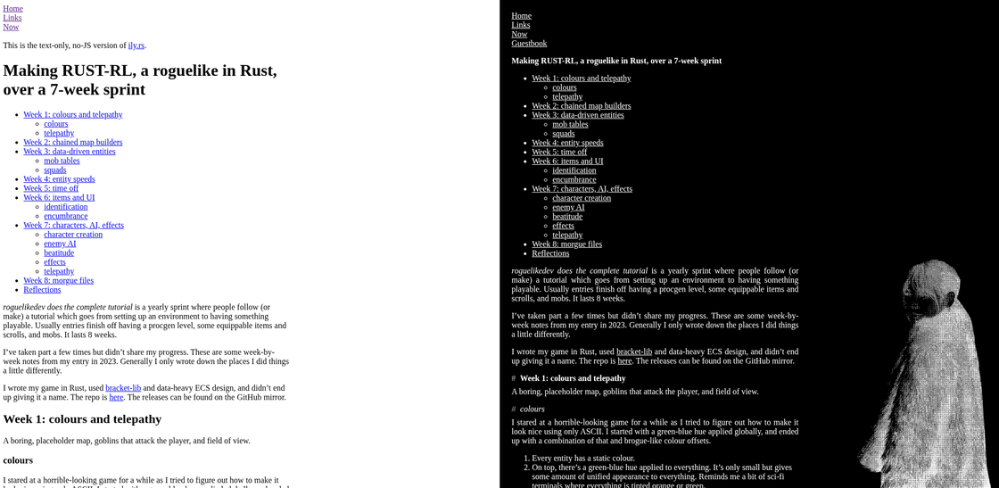 side-by-side screenshots of lite.ily.rs and ily.rs